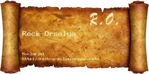Reck Orsolya névjegykártya